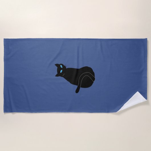 Schwarze Katze Strandtuch (Vorderseite)