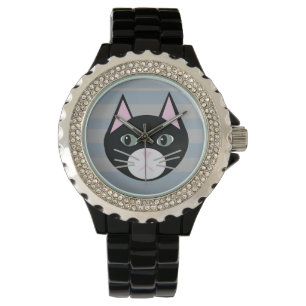 Schwarze Katze, Streifen Armbanduhr