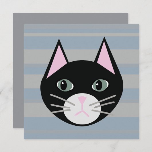 Schwarze Katze, Streifen Einladung (Vorne/Hinten)