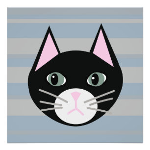 Schwarze Katze, Streifen Fotodruck