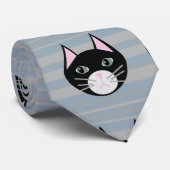 Schwarze Katze, Streifen Krawatte (Gerollt)