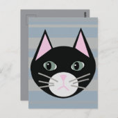 Schwarze Katze, Streifen Postkarte (Vorne/Hinten)