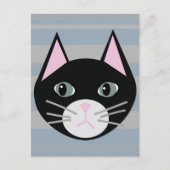 Schwarze Katze, Streifen Postkarte (Vorderseite)