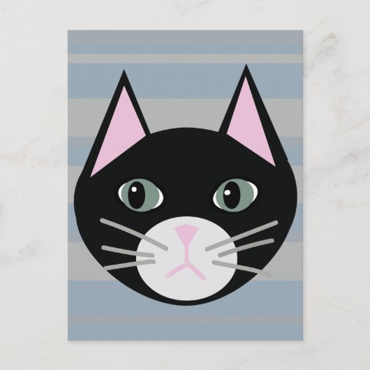 Schwarze Katze, Streifen Postkarte (Vorderseite)