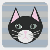 Schwarze Katze, Streifen Quadratischer Aufkleber (Vorderseite)