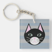 Schwarze Katze, Streifen Schlüsselanhänger (Vorderseite)