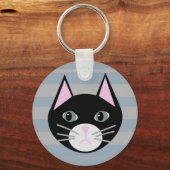 Schwarze Katze, Streifen Schlüsselanhänger (Vorderseite)