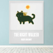 Schwarze Katze Stretched Canvas Print Leinwanddruck (Insitu (Holzboden))