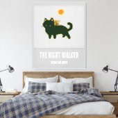 Schwarze Katze Stretched Canvas Print Leinwanddruck (Insitu (Schlafzimmer))