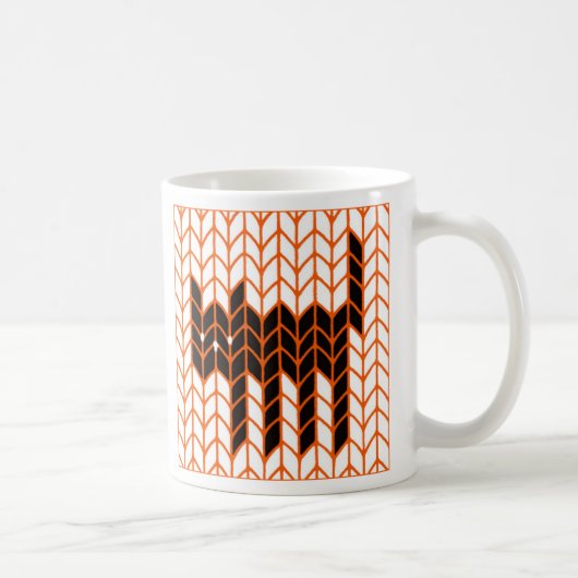 SCHWARZE KATZE STRICK Weiße Tasse (Rechts)