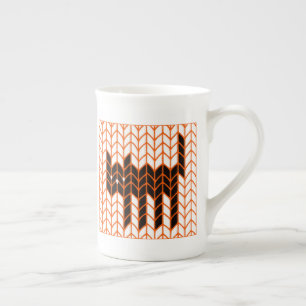 SCHWARZE KATZE STRICKEN Bone China Tasse