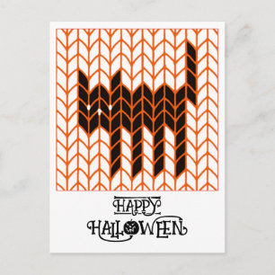 SCHWARZE KATZE STRICKT Halloween-Postkarte Feiertagspostkarte