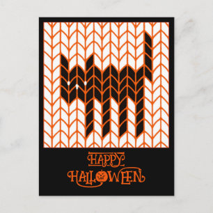 SCHWARZE KATZE STRICKT Halloween-Postkarte III Feiertagspostkarte