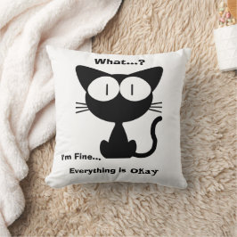 Schwarze Katze, Süße Katze, Katzenmuster, Modern Kissen