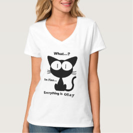 Schwarze Katze, Süße Katze, Katzenmuster, Modern T-Shirt