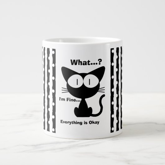 Schwarze Katze, Süße Katze, Modern Jumbo-Tasse (Vorderseite)