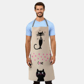 SCHWARZE KATZE SÜSSE KÜCHE LIEBE SCHÜRZE (Getragen)