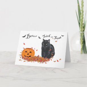 Schwarze Katze Süßes oder Saures Halloween Karte