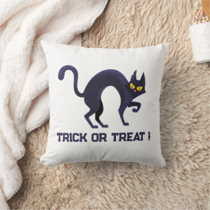 Schwarze Katze Süßes oder Saures Halloween Kissen