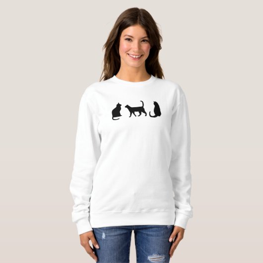 Schwarze Katze Sweatshirt (Vorne ganz)