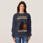 Schwarze Katze Sweatshirt (Vorne ganz)