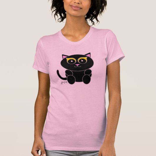 Schwarze Katze T-Shirt (Vorderseite)