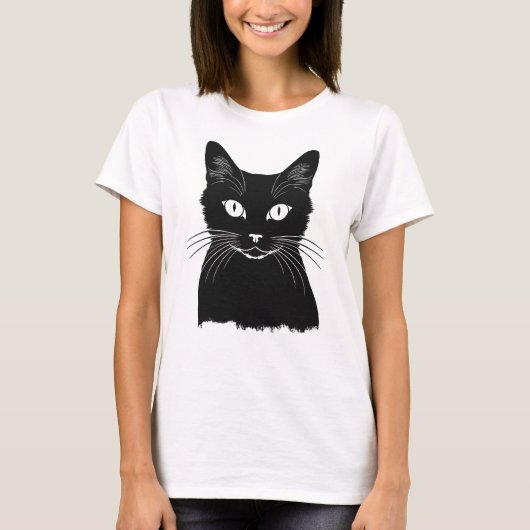 Schwarze Katze T-Shirt (Vorderseite)