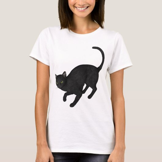 schwarze Katze T-Shirt (Vorderseite)