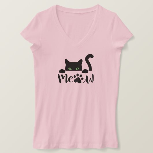 Schwarze Katze T-Shirt (Design vorne)
