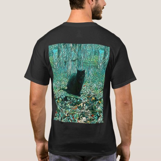 Schwarze Katze T-Shirt (Rückseite)