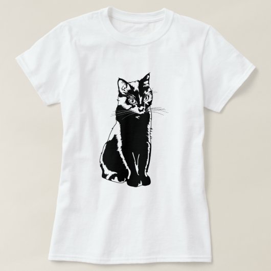 Schwarze Katze T-Shirt (Design vorne)