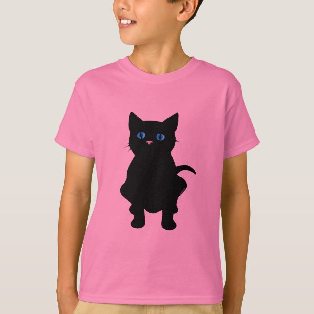 Schwarze Katze T-Shirt (Vorderseite)