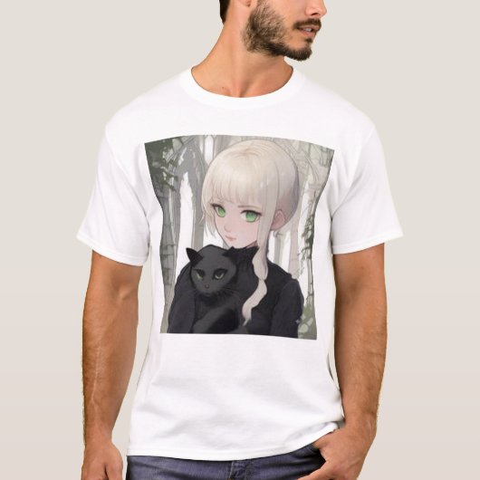 Schwarze Katze T-Shirt (Vorderseite)