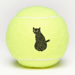 Schwarze Katze - Tennisbälle