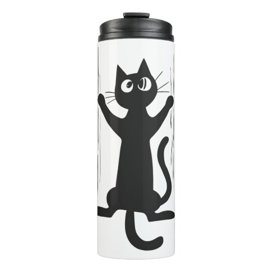 Schwarze Katze Thermosbecher (Vorderseite)