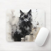 Schwarze Katze Tierart Tinte Mousepad (Mit Mouse)