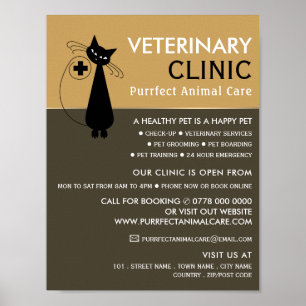 Schwarze Katze, Tierarzt, Veterinärdienst Poster