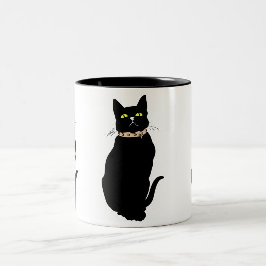 Schwarze Katze, Tierdarstellung Zweifarbige Tasse (Mittel)