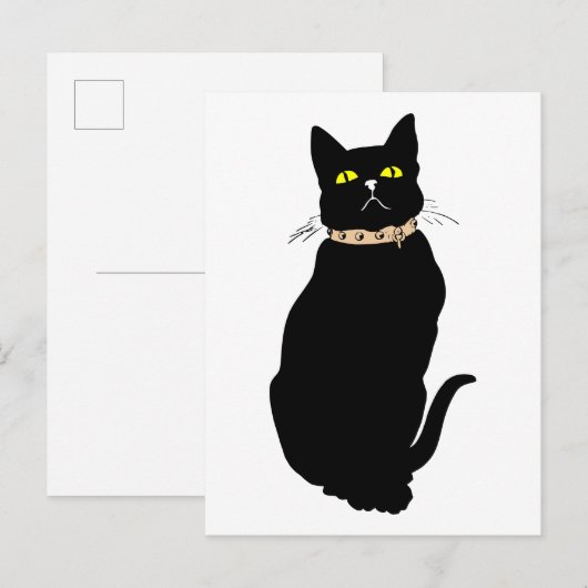 Schwarze Katze, Tierillustration Postkarte (Vorne/Hinten)