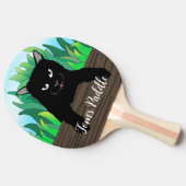 Schwarze Katze Tischtennis Schläger (Seitenansicht)