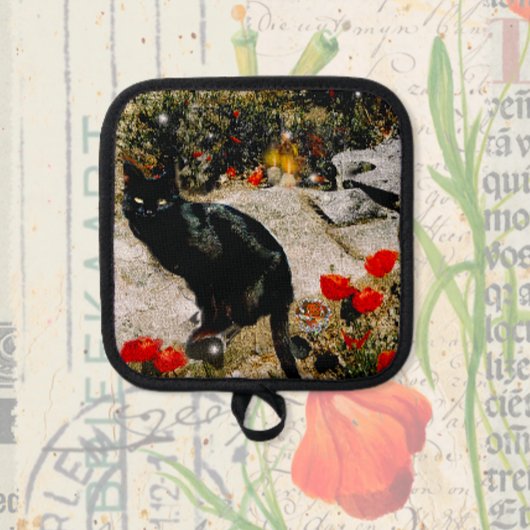 Schwarze Katze Topflappen