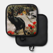 Schwarze Katze Topflappen (Vorderseite/Rückseite)