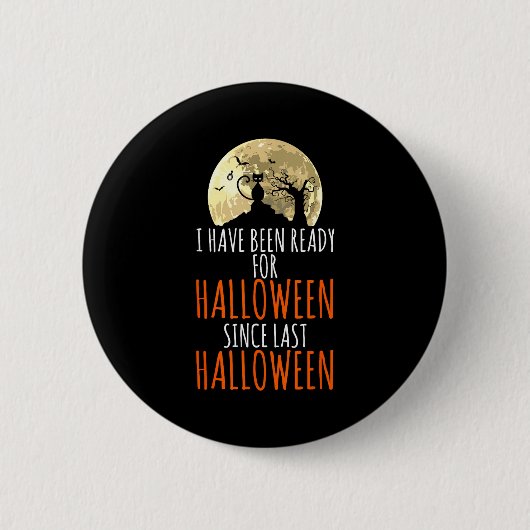 Schwarze Katze toter Baum bereit für Halloween  Button (Vorderseite)