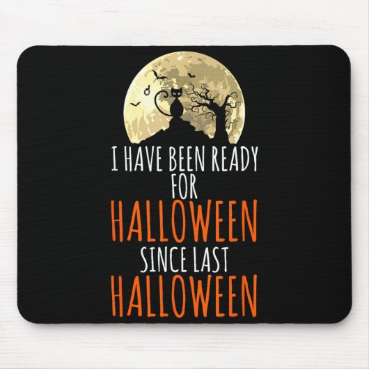 Schwarze Katze toter Baum bereit für Halloween Mousepad (Vorne)