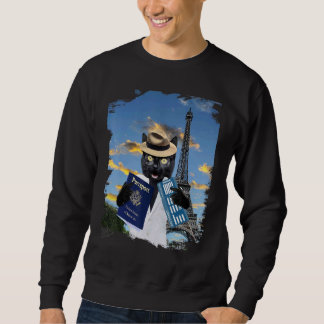 Schwarze Katze Tourist in Paris Frankreich Lustig Sweatshirt