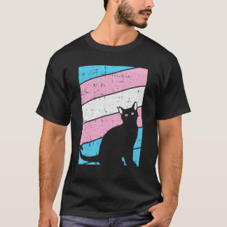 Schwarze Katze Transgender Stolz Katzenliebhaber L T-Shirt