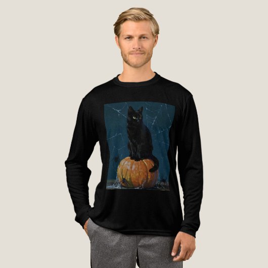 Schwarze Katze Tri-Blend Shirt (Volle Vorderseite)