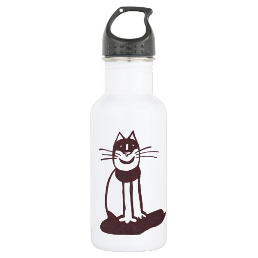 Schwarze Katze Trinkflasche (Vorderseite)