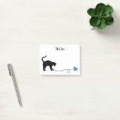 Schwarze Katze u. Herz-geformtes Garn (blau) Post-it Klebezettel (Büro)