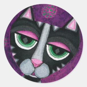 Schwarze Katze u. Tupfen - katzenartige Aufkleber